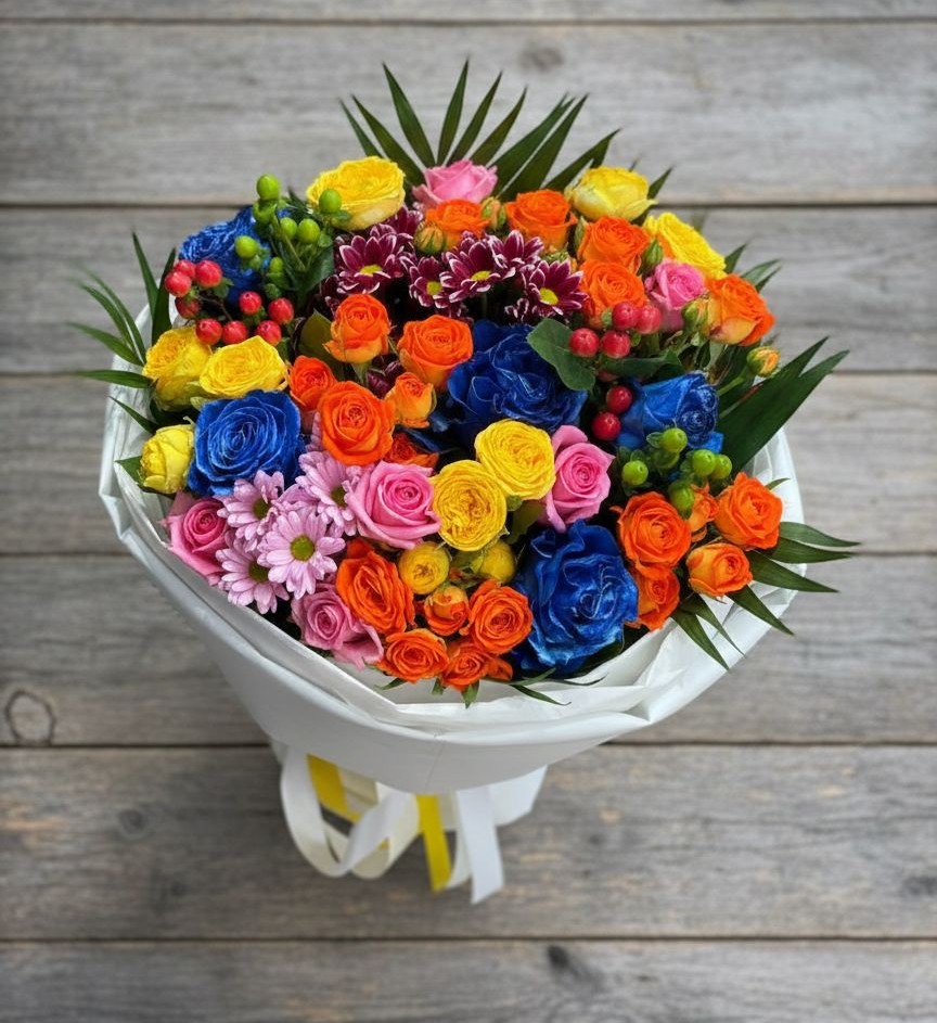 Букет цветов из: Розы и Хризантемы в Бобровский