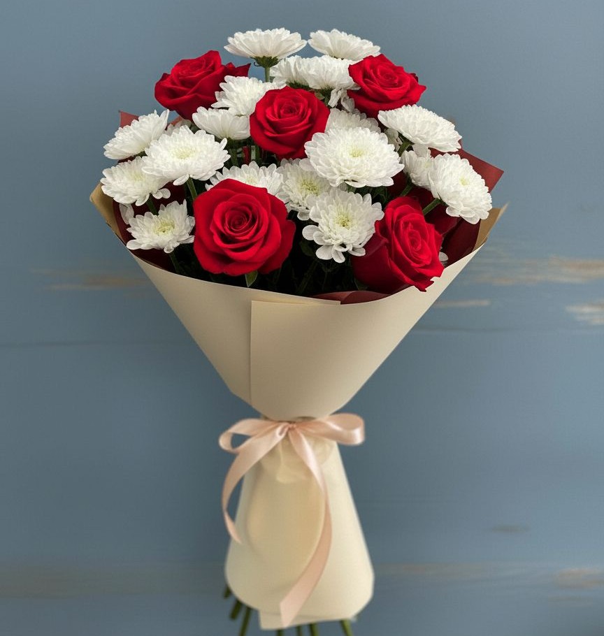 Букет цветов из: Розы и Хризантемы в Бобровский