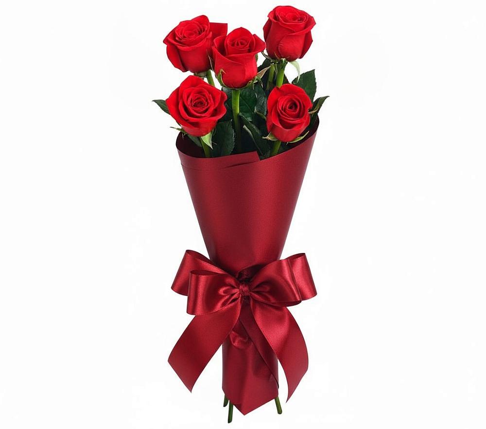 Букет 5 Красных роз Эдлесс Лав в Бобровский
