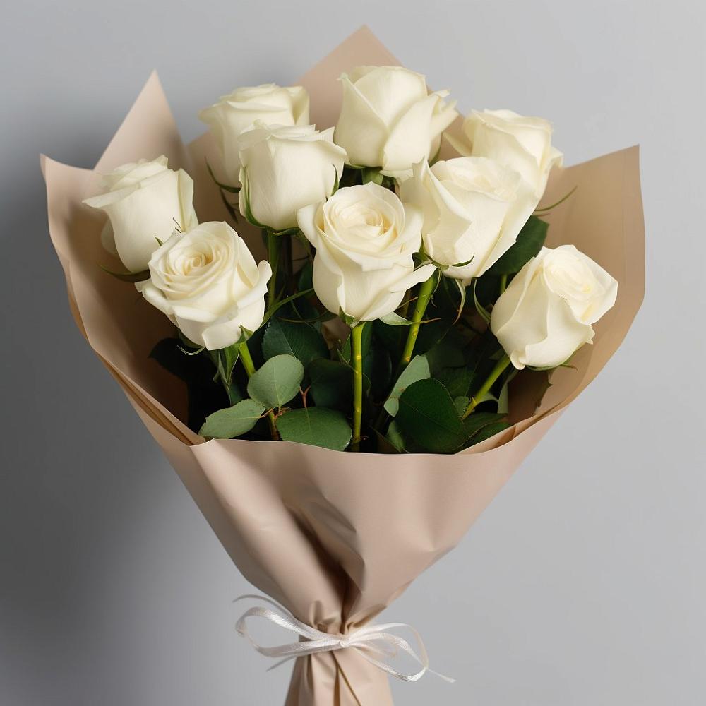 Букет 9 Белых роз Эдлесс Лав в Бобровский