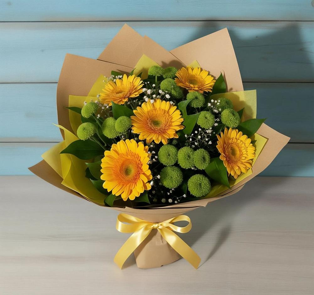 Букет цветов из: Герберы и Хризантемы в Бобровский