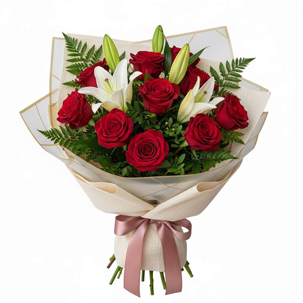 Букет цветов из: Лилии и Розы в Бобровский