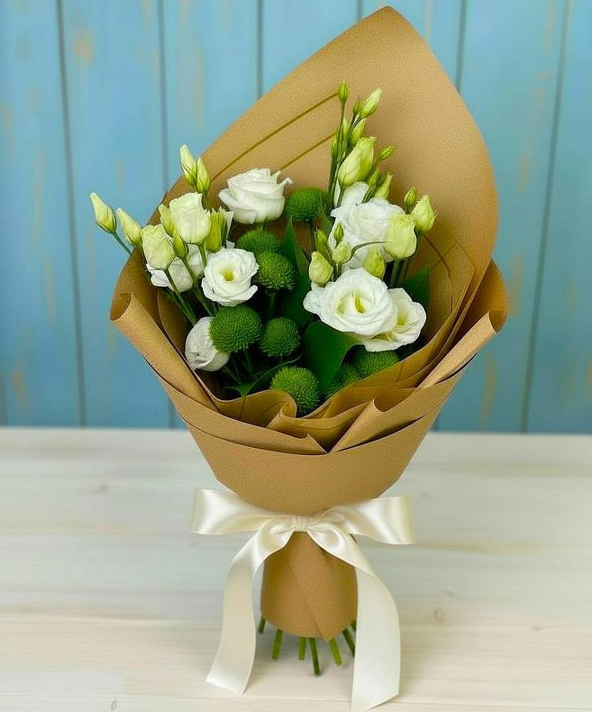 Букет цветов из: Хризантемы и Лизиантусы в Бобровский