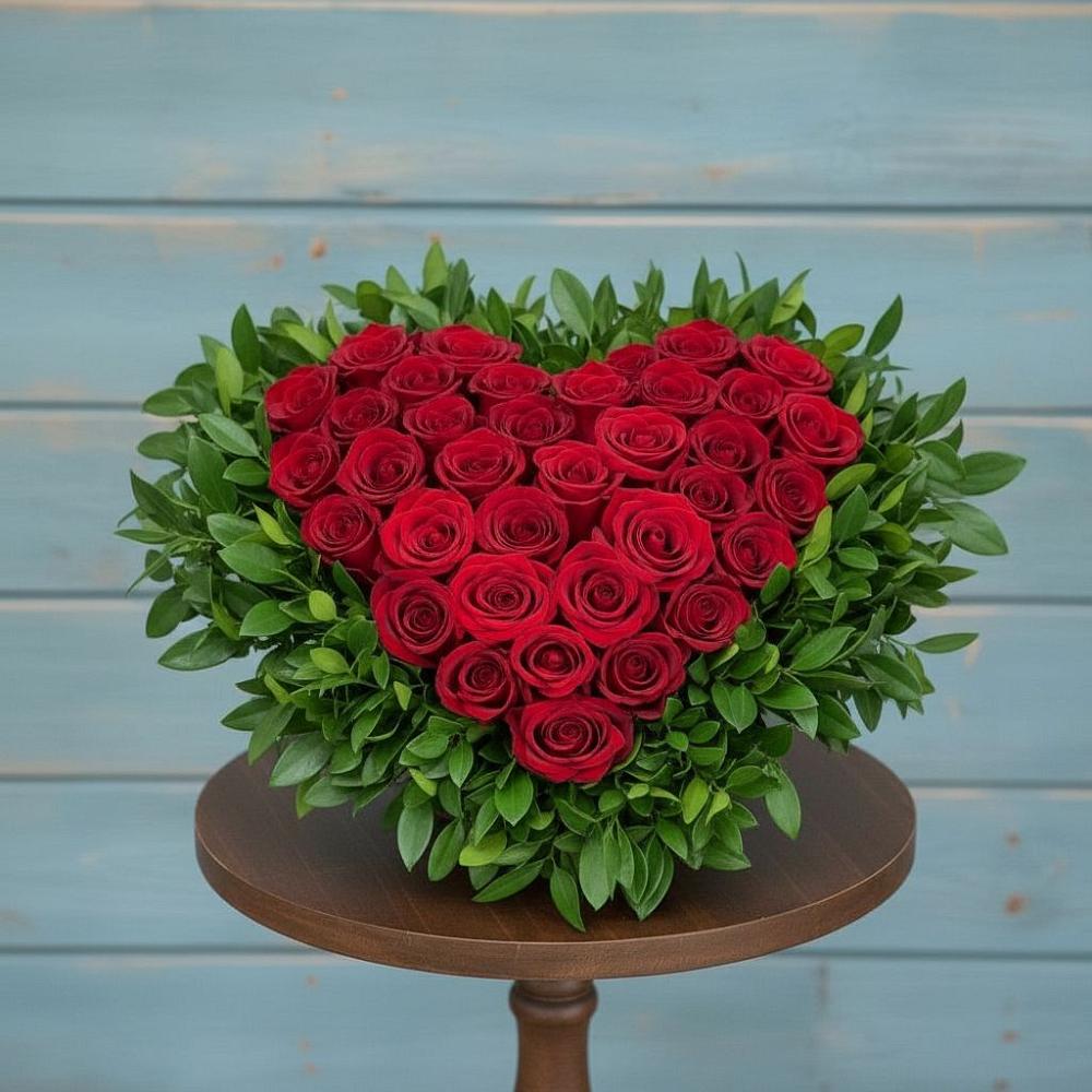 Цветочная композиция из Розы в виде сердца в Бобровский