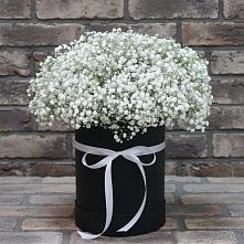 Цветочная композиция из Гипсофила в шляпной коробке в Бобровский